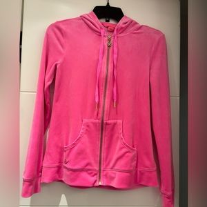 Lily Pulitzer Pink Larina Velour full zip up. Size XXS.